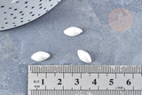 Cabochon ovale verre irisé blanc 6x12mm, x10 (G8706)