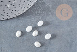 Cabochon ovale verre irisé blanc 8x6mm, x10 (G8893)
