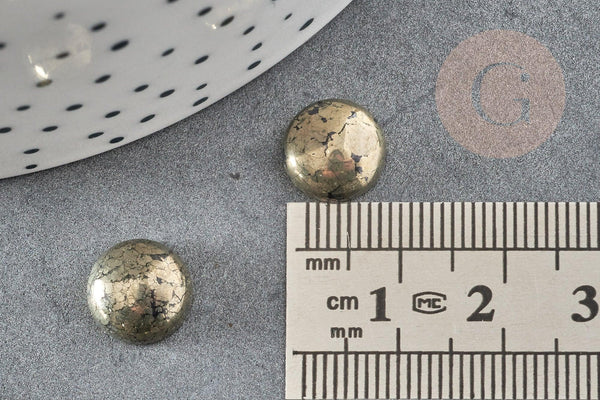Cabochon pyrite grise naturelle 10mm, x1 (G0217)