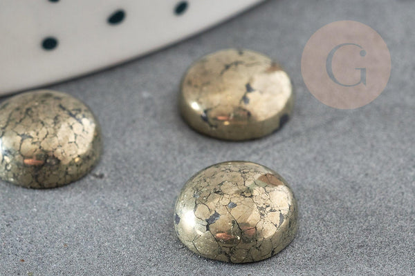 Cabochon pyrite grise naturelle 10mm, x1 (G0217)