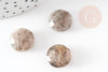 Cabochon quartz rutile à facettes, cabochon rond, Quartz rutile naturel,pierre naturelle, cabochon pierre, 14.5mm, x1 G2263