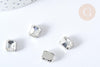 Cabochon rectangle cristal transparent avec serti en laiton argenté 8x10mm, x5 (G8110)