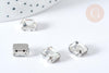 Cabochon rectangle cristal transparent avec serti en laiton argenté 8x10mm, x5 (G8110)