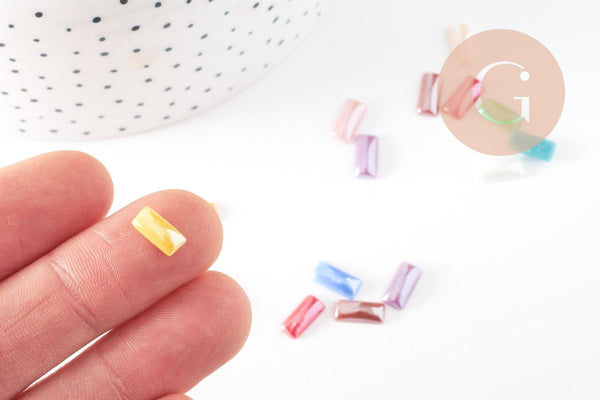 Cabochon rectangulaire verre irisé 10mmx5mm, x20 (G0795)