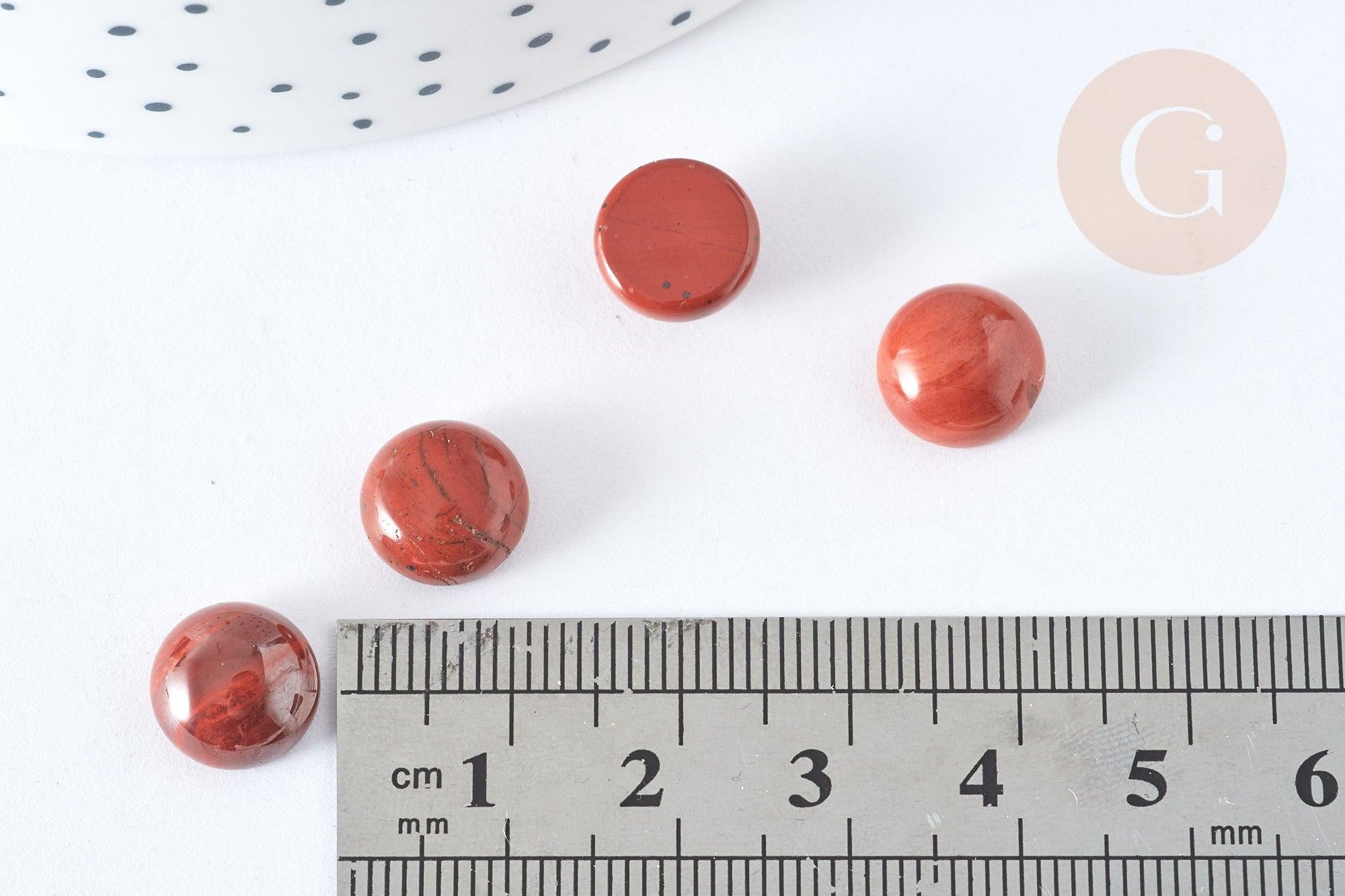 Cabochon rond Jaspe rouge demi sphère 10mm, x1 (G7574)