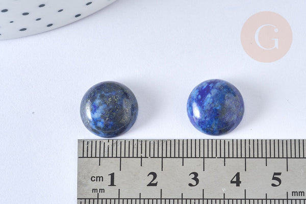Cabochon rond Lapis Lazulis naturel 14mm, x1 (G7095)