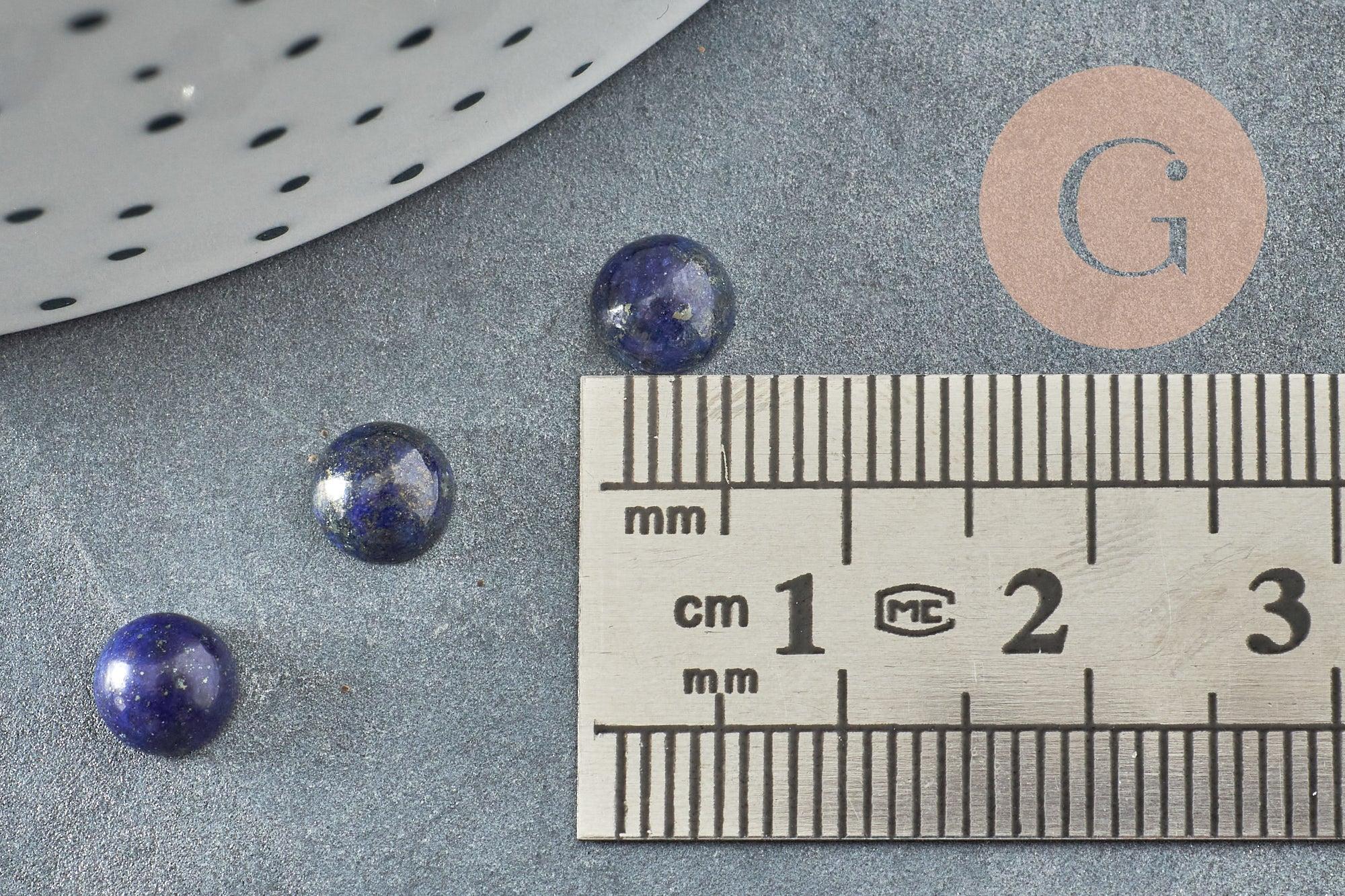 Cabochon rond Lapis Lazulis naturel 6mm, x1 (G0176)