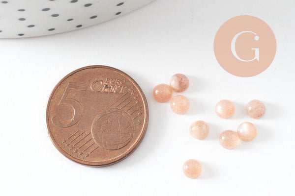 Cabochon rond Pierre du soleil naturelle 4mm, x1 (G10037)