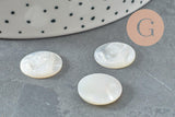 Cabochon rond Vierge Marie nacre blanche naturelle gravé 16mm, x1 (G9629)