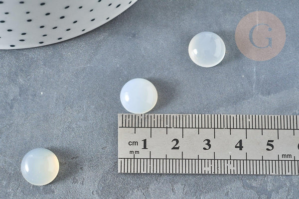 Cabochon rond agate blanche naturelle 12mm, x1 (G7375)