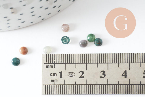 Cabochon rond agate indienne naturelle 4mm, x1 (G10030)