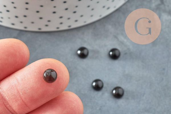 Cabochon rond agate natural noire 6mm, x1 (G1625)