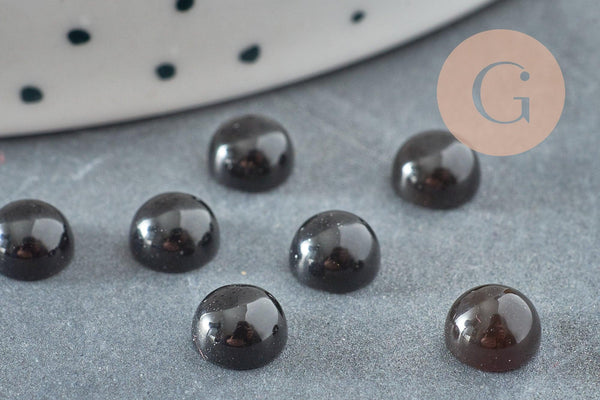 Cabochon rond agate natural noire 6mm, x1 (G1625)