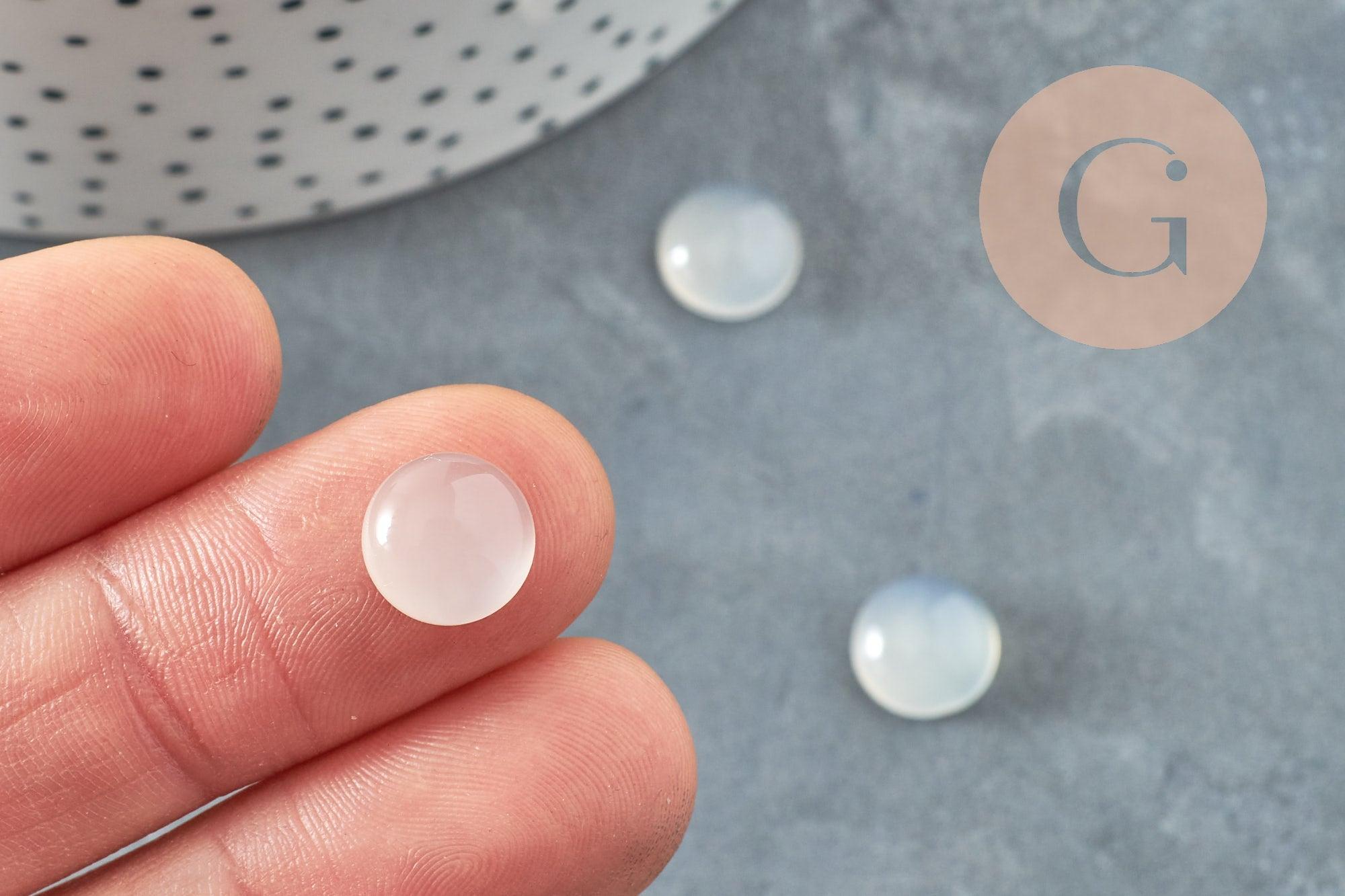 Cabochon rond agate naturelle blanche 10mm, x1 G8688