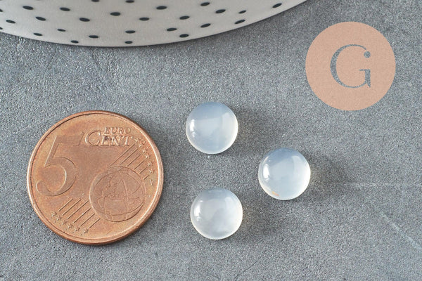 Cabochon rond agate naturelle blanche 8mm, x1 (G10031)