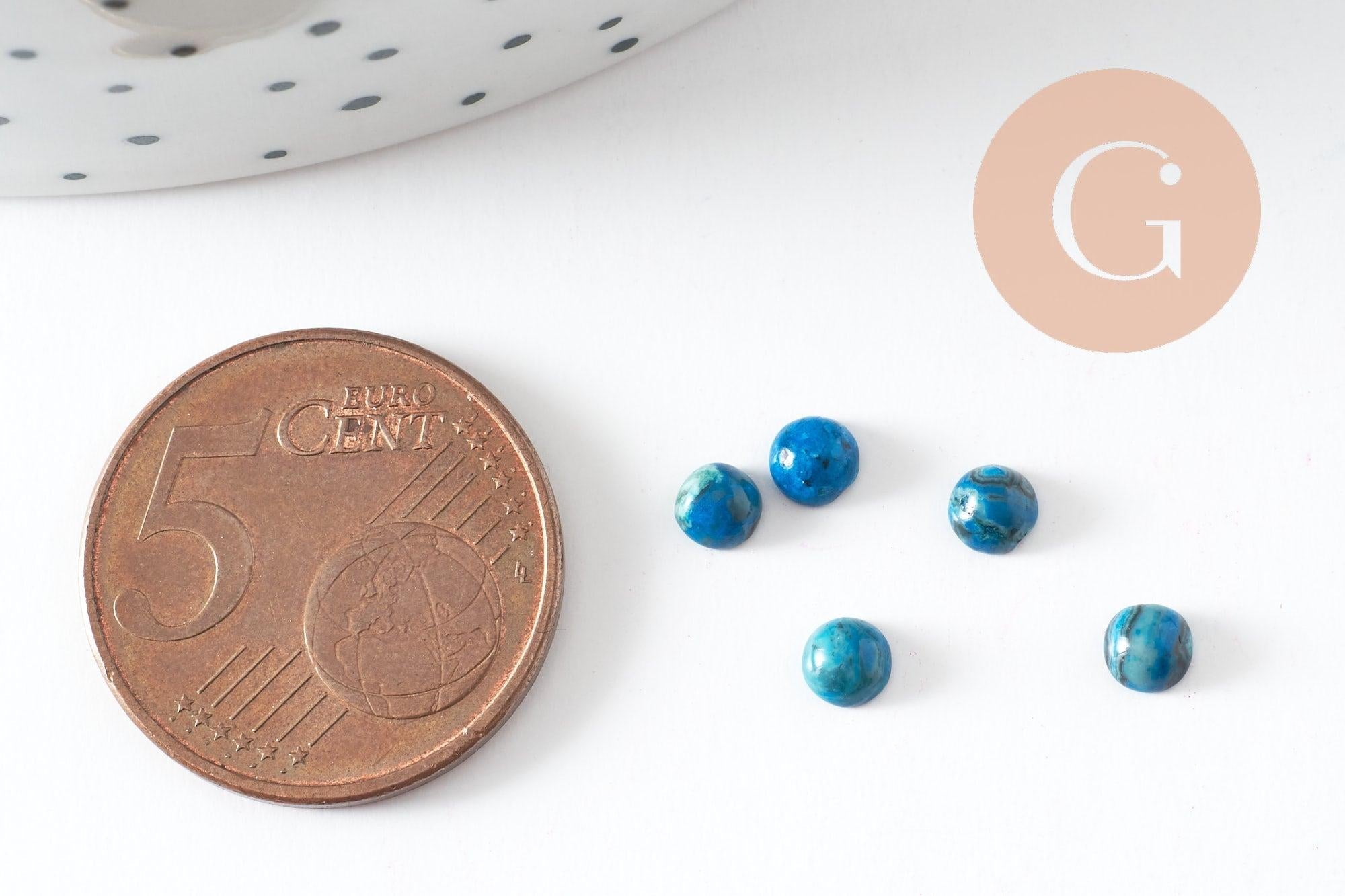 Cabochon rond agate naturelle bleu 4mm, x1 (G10032)