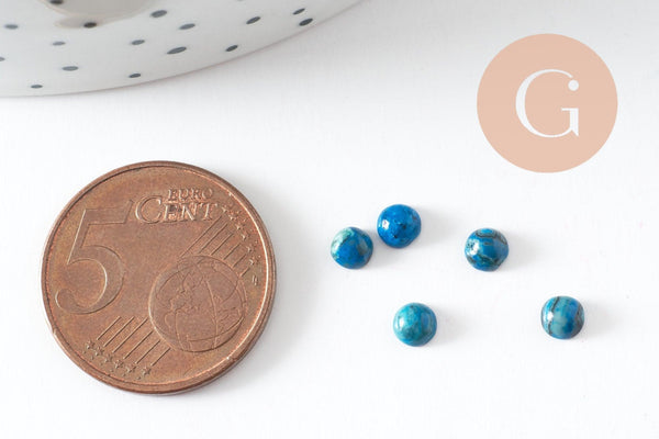 Cabochon rond agate naturelle bleu 4mm, x1 (G10032)