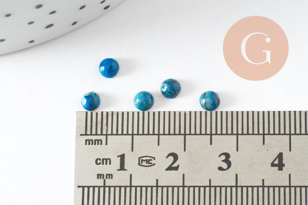 Cabochon rond agate naturelle bleu 4mm, x1 (G10032)