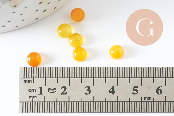 Cabochon rond agate naturelle jaune 6mm, x1 (G10033)