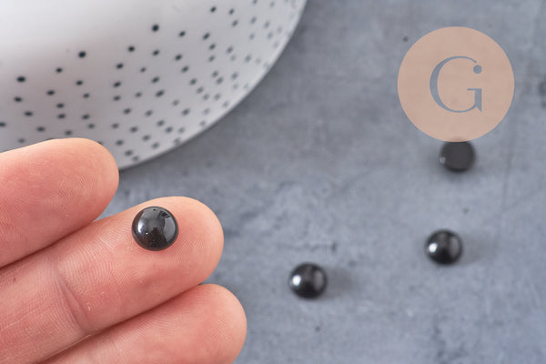 Cabochon rond agate naturelle noire x1 (G1869)