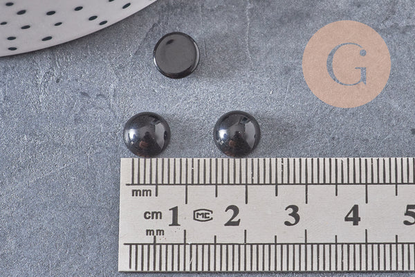 Cabochon rond agate naturelle noire x1 (G1869)