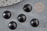 Cabochon rond agate naturelle teintée noir 10mm, x1 (G1142)