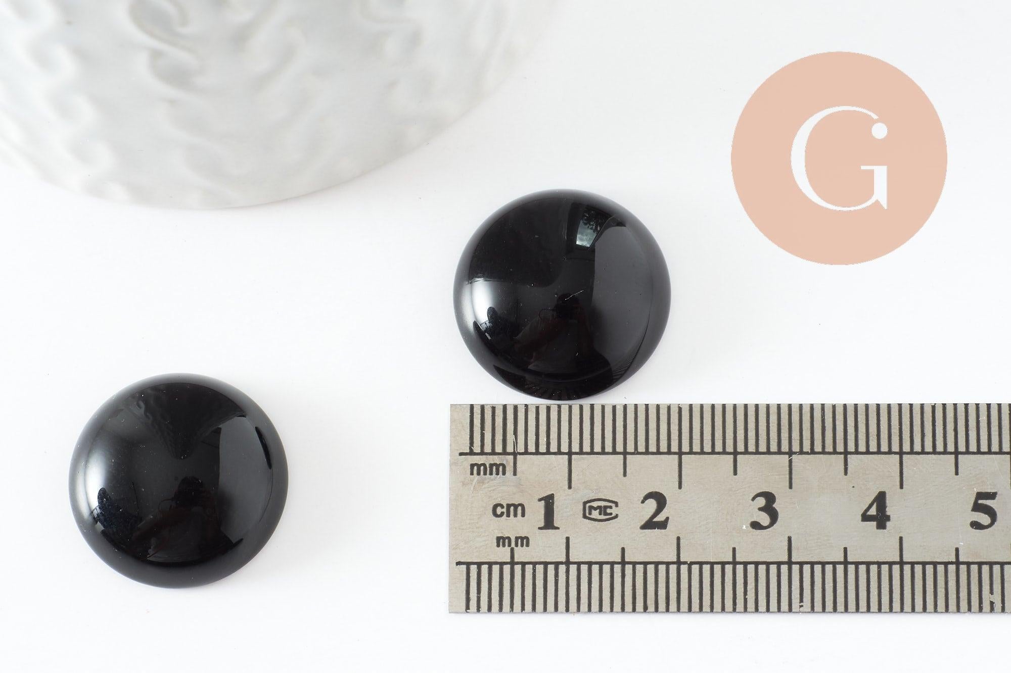 Cabochon rond agate naturelle teintée noir 20mm, x1 (G9621)