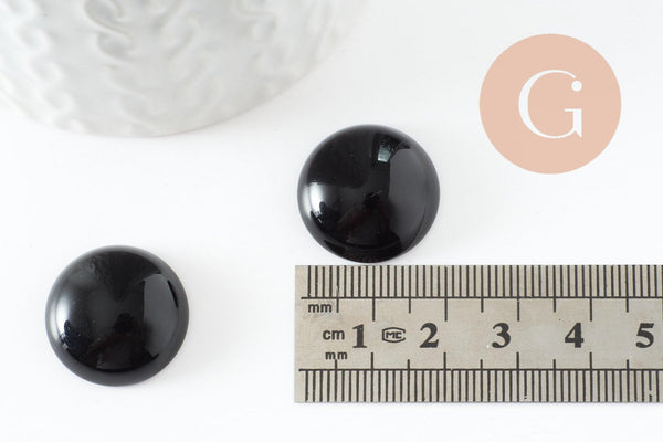 Cabochon rond agate naturelle teintée noir 20mm, x1 (G9621)