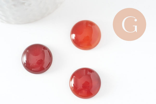 Cabochon rond agate naturelle teintée orange 20mm, x1 (G9620)