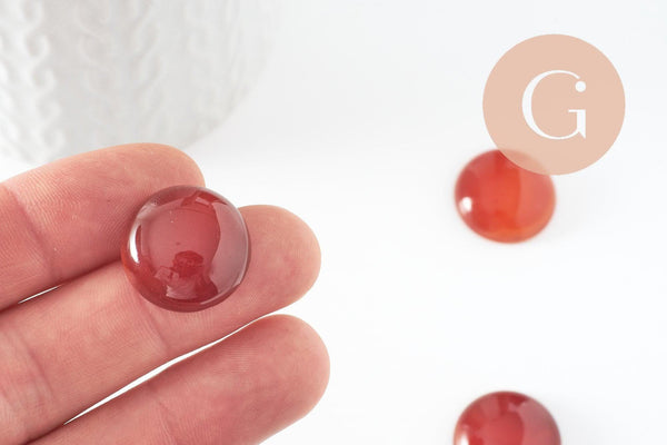 Cabochon rond agate naturelle teintée orange 20mm, x1 (G9620)