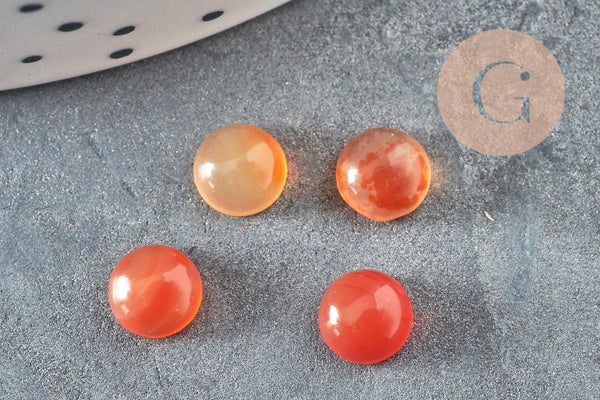 Cabochon rond agate naturelle teintée orange 6mm, x1 (G2590)