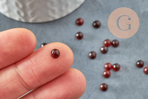 Cabochon rond agate naturelle teintée orange foncé 5mm, x1 (G9965)