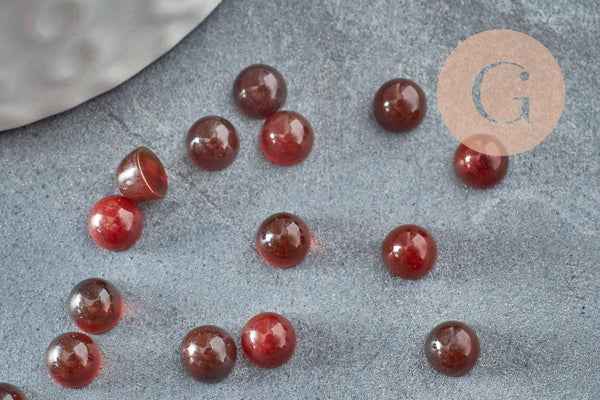 Cabochon rond agate naturelle teintée orange foncé 5mm, x1 (G9965)