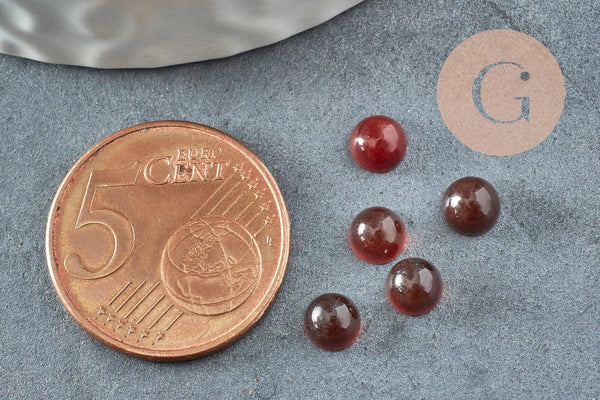 Cabochon rond agate naturelle teintée orange foncé 5mm, x1 (G9965)