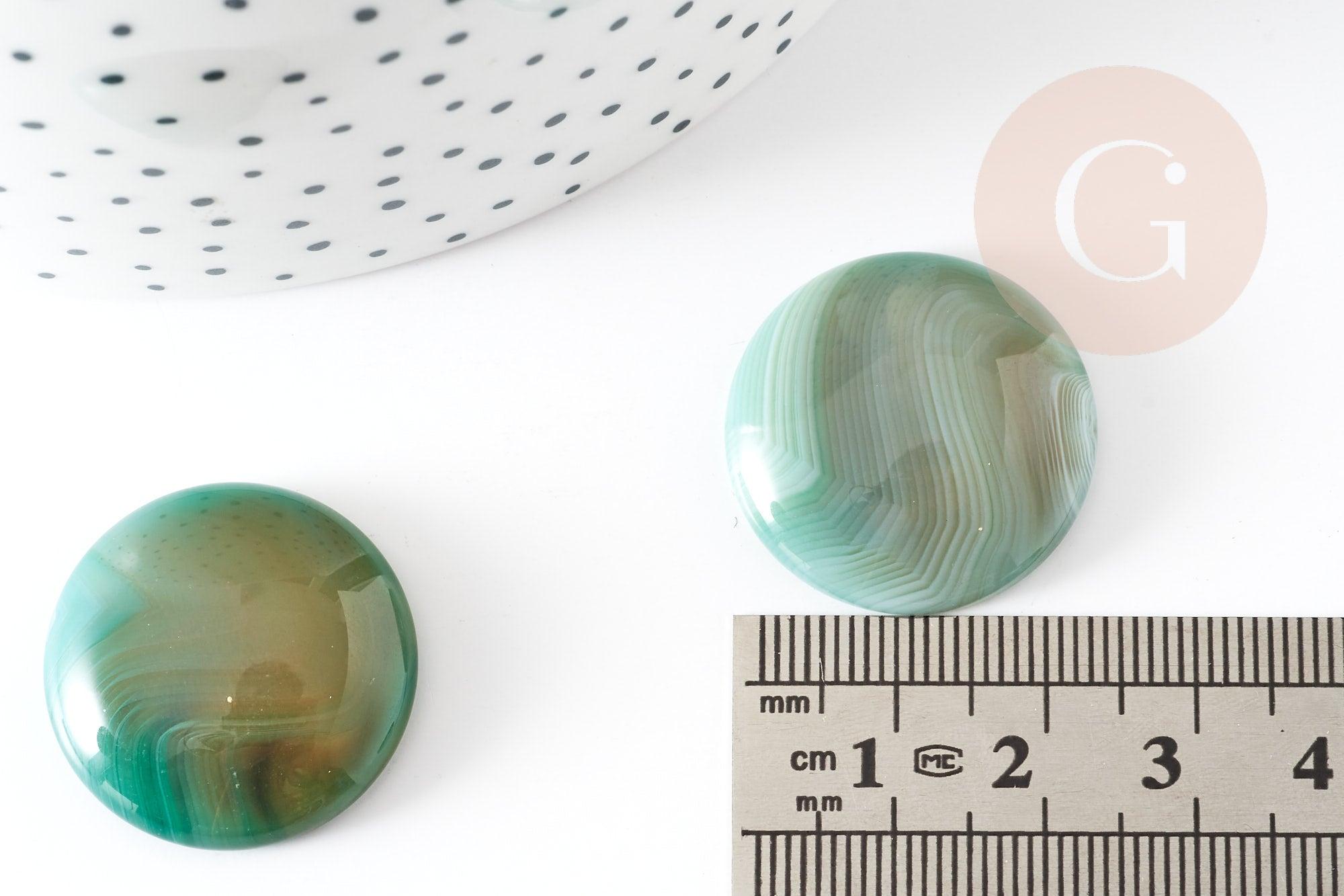 Cabochon rond agate naturelle verte 24mm, x1 (G2645)