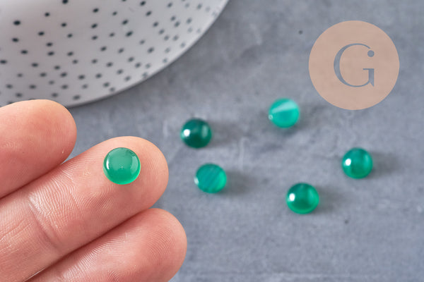 Cabochon rond agate naturelle verte 8mm, x1 (G10838)