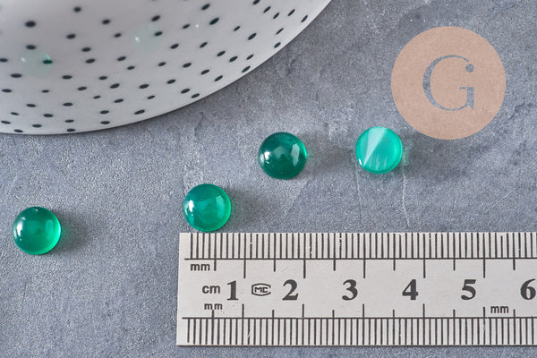 Cabochon rond agate naturelle verte 8mm, x1 (G10838)