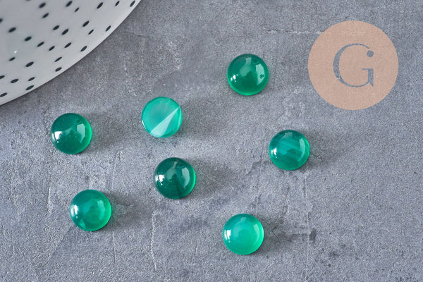 Cabochon rond agate naturelle verte 8mm, x1 (G10838)
