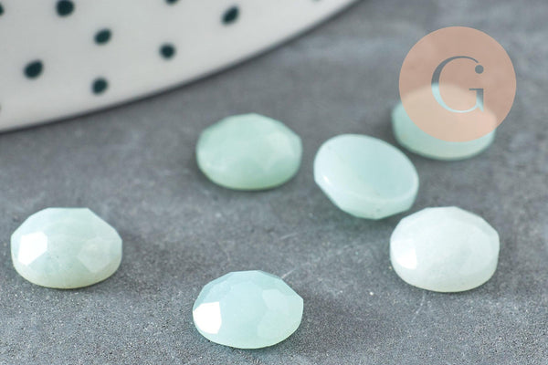 Cabochon rond amazonite de fleurs naturelle à facettes 8mm, x1 (G8686)