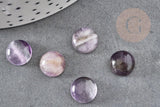 Cabochon rond améthyste naturelle 10mm, x1 (G2685)