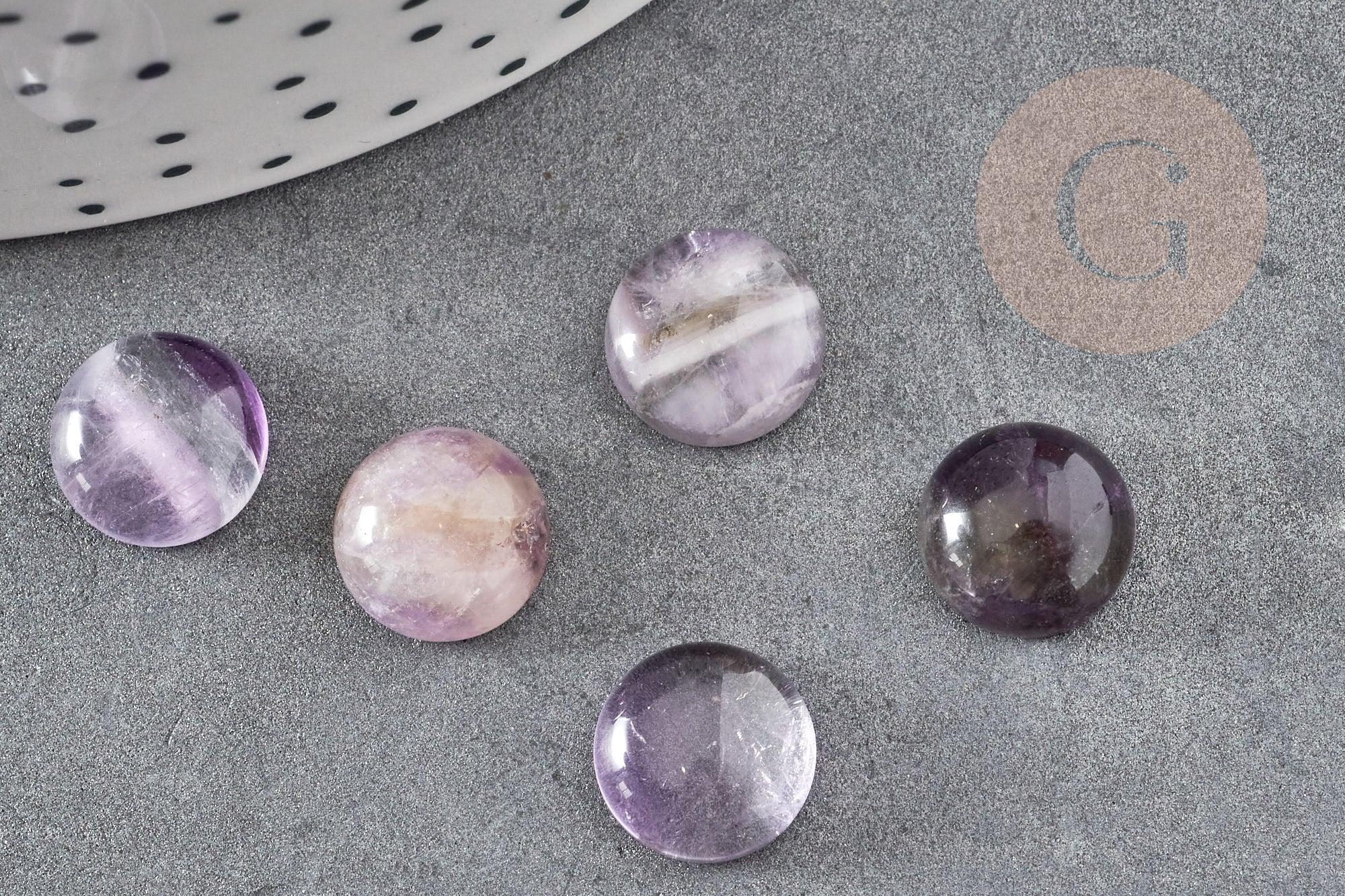 Cabochon rond améthyste naturelle 10mm, x1 (G2685)