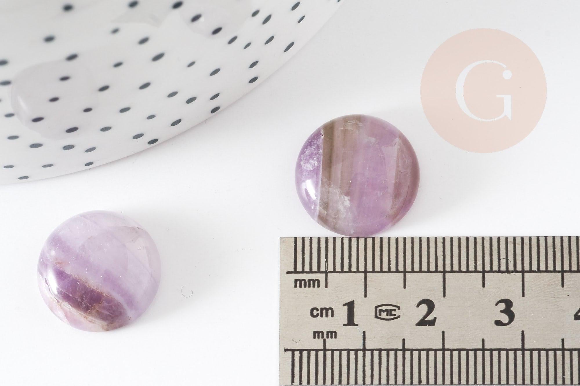 Cabochon rond amethyste naturelle 16mm, x1 (G2259)