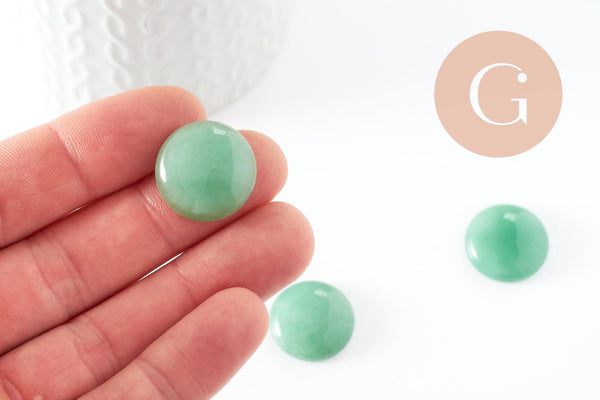 Cabochon rond aventurine verte naturelle 20mm, x1 (G9618)