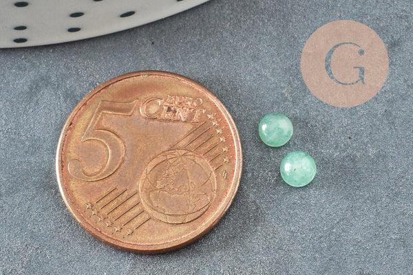 Cabochon rond aventurine verte naturelle 4mm, x1 (G2839)