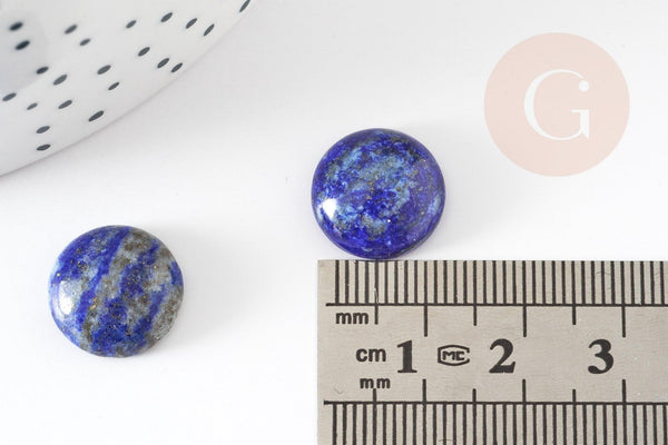 Cabochon rond bleu lapis lazulis naturel 14mm, x1 (G2596)