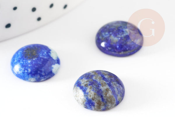 Cabochon rond bleu lapis lazulis naturel 14mm, x1 (G2596)