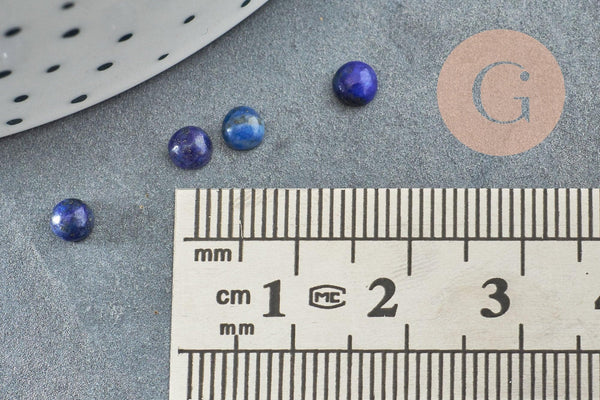 Cabochon rond bleu lapis lazulis naturel 4mm, x1 (G2655)