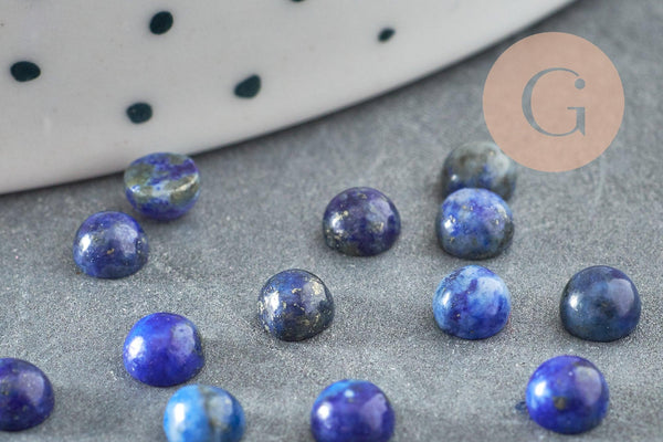 Cabochon rond bleu lapis lazulis naturel 4mm, x1 (G2655)