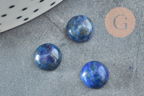 Cabochon rond bleu lapis lazulis naturel 8mm, x1 (G0394)