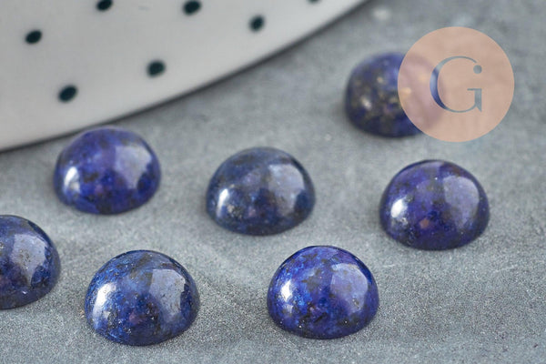 Cabochon rond bleu lapis lazulis naturel 8mm, x1 (G2684)
